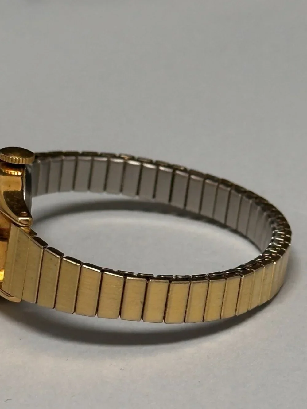Vintage Acqua Manual Wind Watch Women Gold Tone Stretch Expansion Band 6